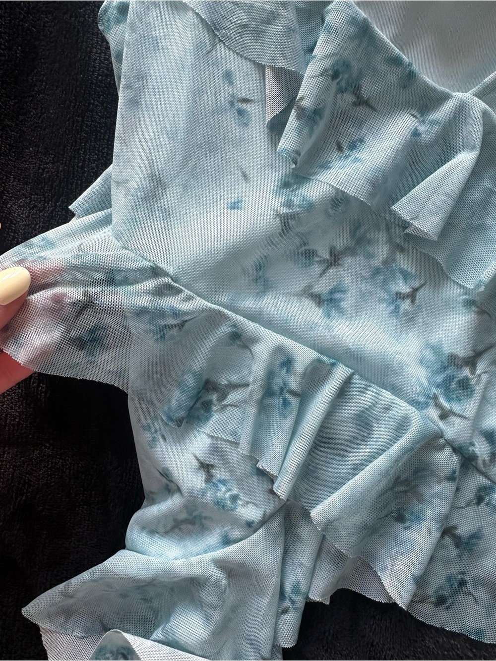 Zara Light Blue Floral Ruffle Asymmetric Cami Top - Women - Picture 2 of 4